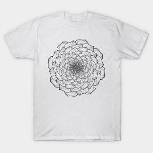 Floral Spiral Mandala Line Art T-Shirt